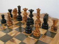Small olive wood chess pieces
