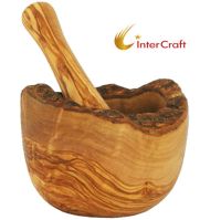 Rustic olive Wood Pestle and Mortar 13 cm