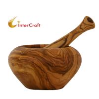 Round Olive Wood Pestle and Mortar 10 cm