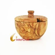 Olive wood round canister