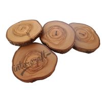 4 rustic wood coasters 