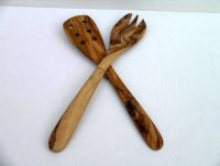 Olive wood spatula and fork